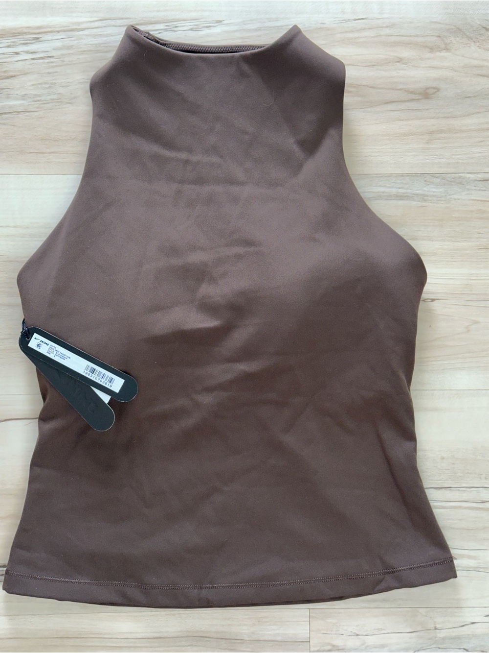 SKIMS NIKE Matte Mock Neck Racer High-Neck Tank in Dark Sepia NWT